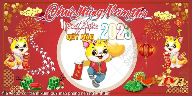 file vector cdr tranh xuan quy mao phong nen nghe thuat